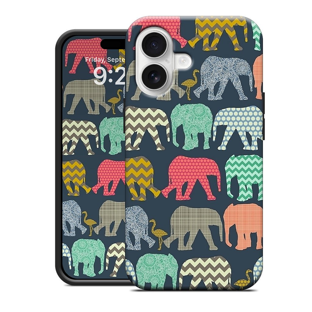 baby elephants and flamingos iPhone Case