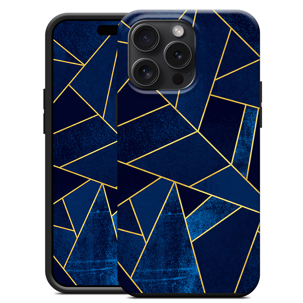 Blue Stone / Gold Lines iPhone Case