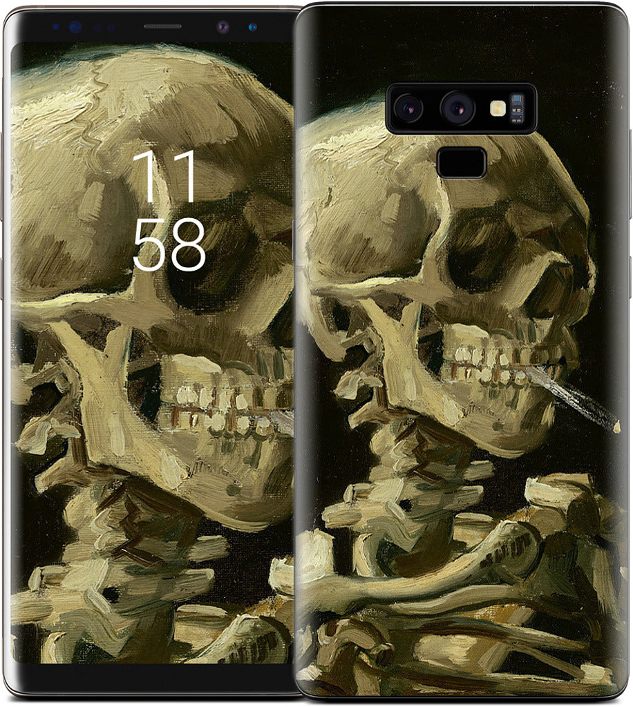 Skull of a Skeleton with Burning Cigarette Samsung Skin