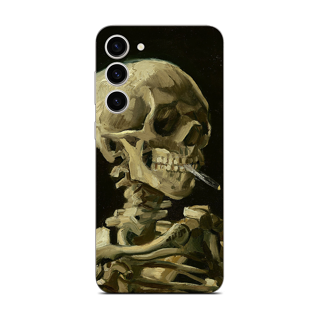 Skull of a Skeleton with Burning Cigarette Samsung Skin
