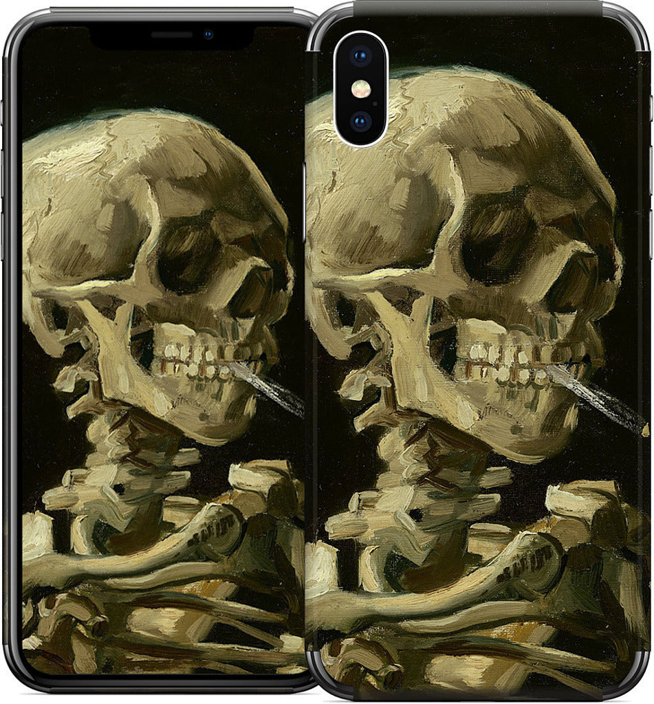 Skull of a Skeleton with Burning Cigarette iPhone Skin