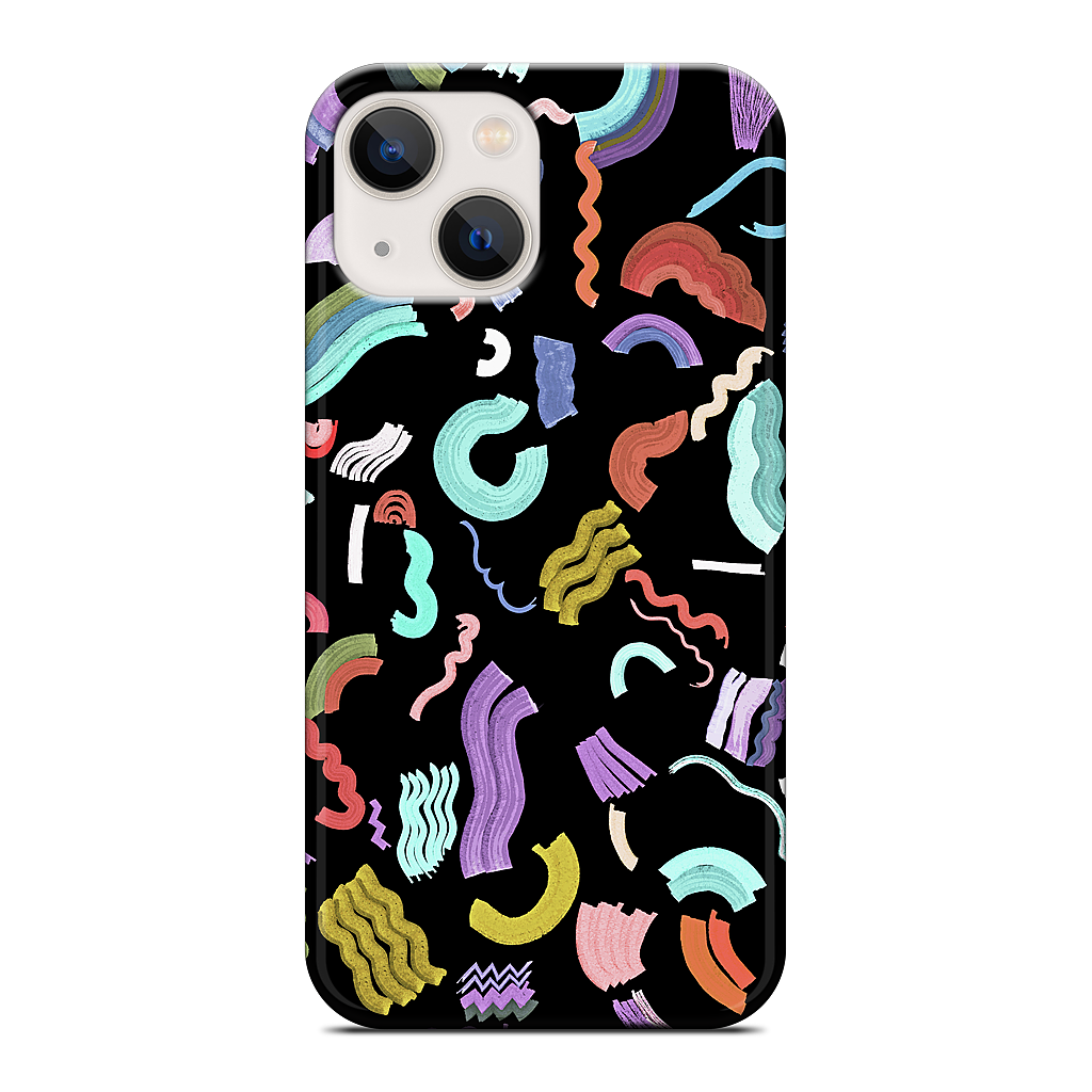 Curly Zigzag Stripes Marker Black iPhone Case