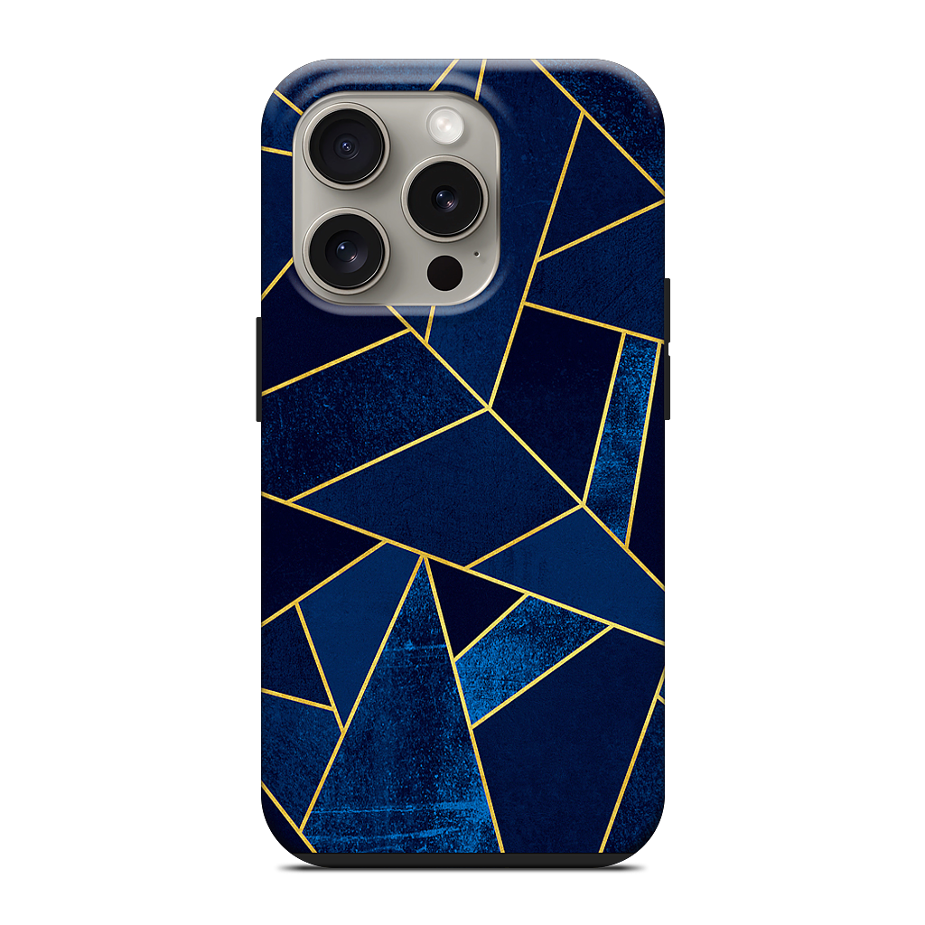 Blue Stone / Gold Lines iPhone Case