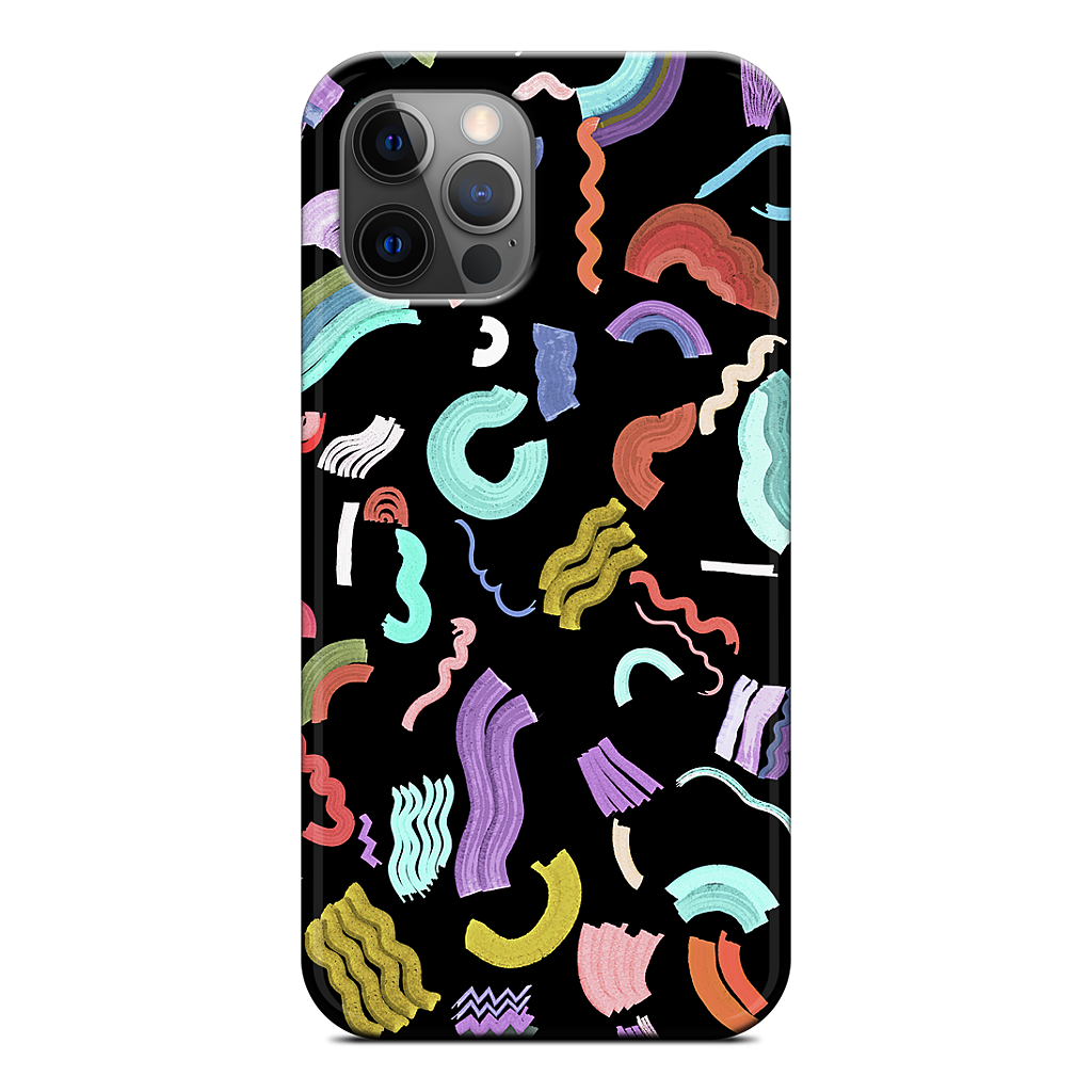 Curly Zigzag Stripes Marker Black iPhone Case