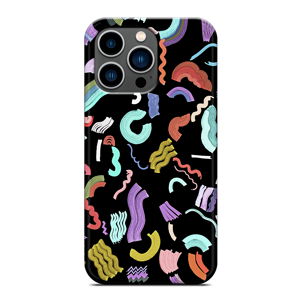 Curly Zigzag Stripes Marker Black iPhone Case