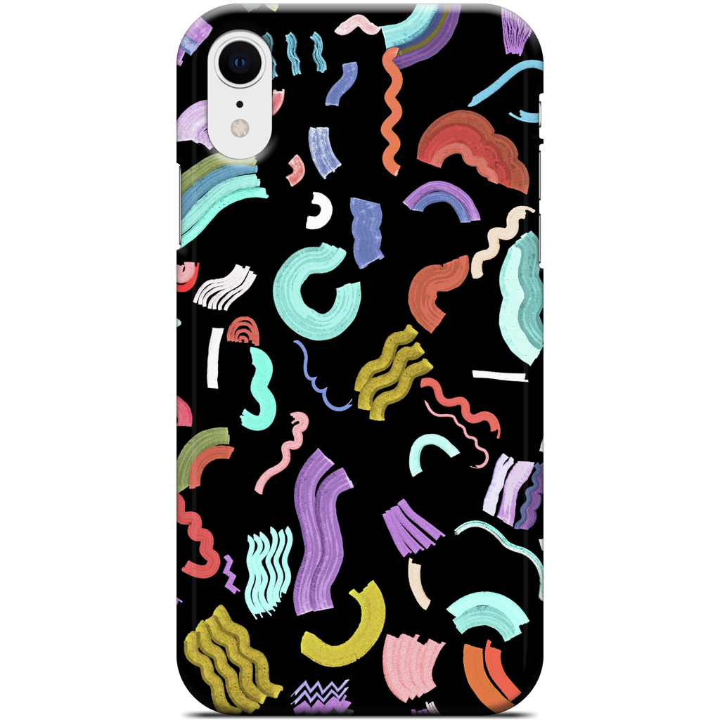 Curly Zigzag Stripes Marker Black iPhone Case