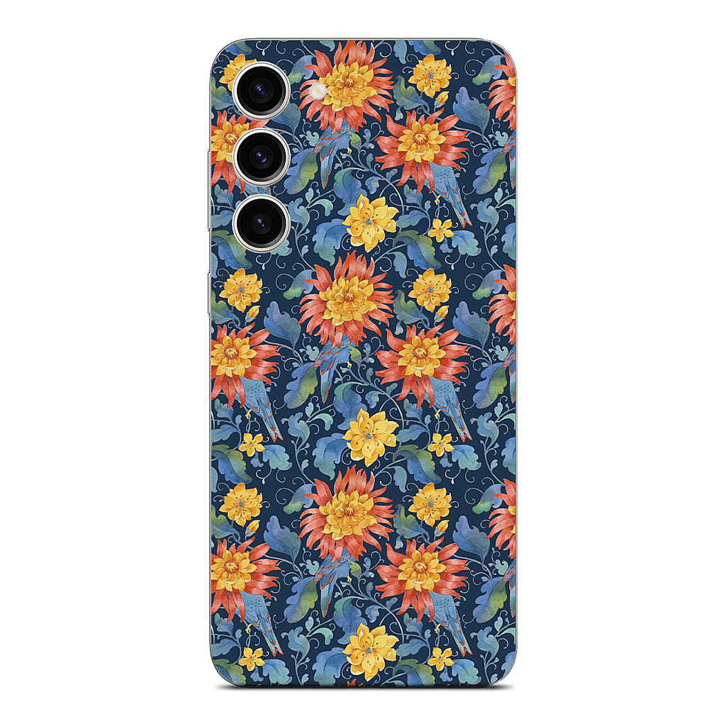 Blue Bird Pattern Samsung Skin