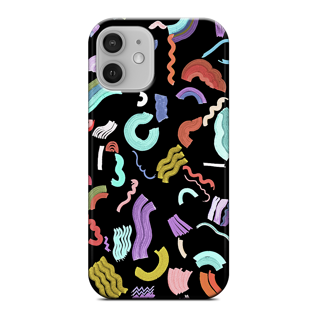 Curly Zigzag Stripes Marker Black iPhone Case
