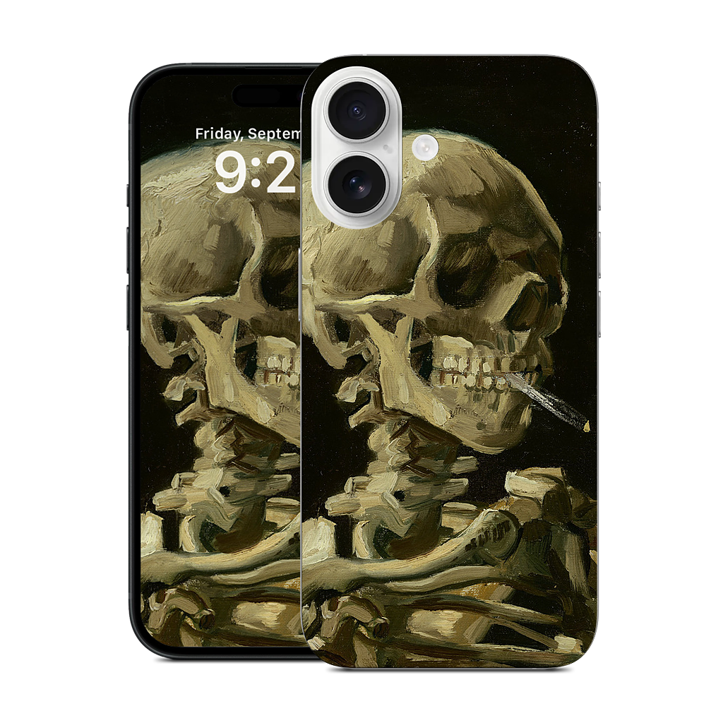 Skull of a Skeleton with Burning Cigarette iPhone Skin