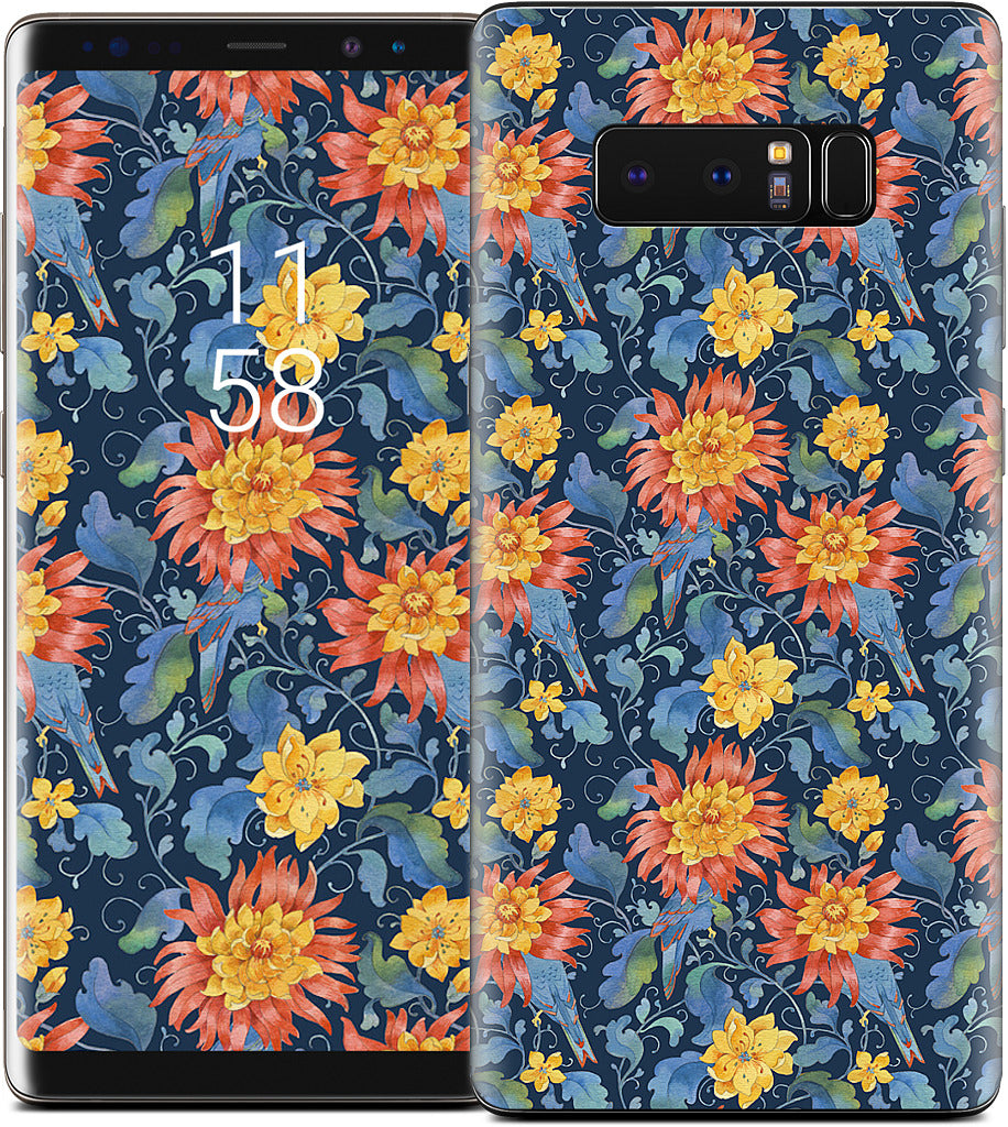 Blue Bird Pattern Samsung Skin