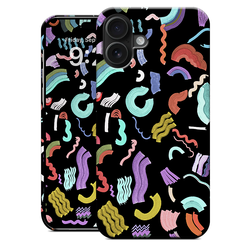 Curly Zigzag Stripes Marker Black iPhone Case