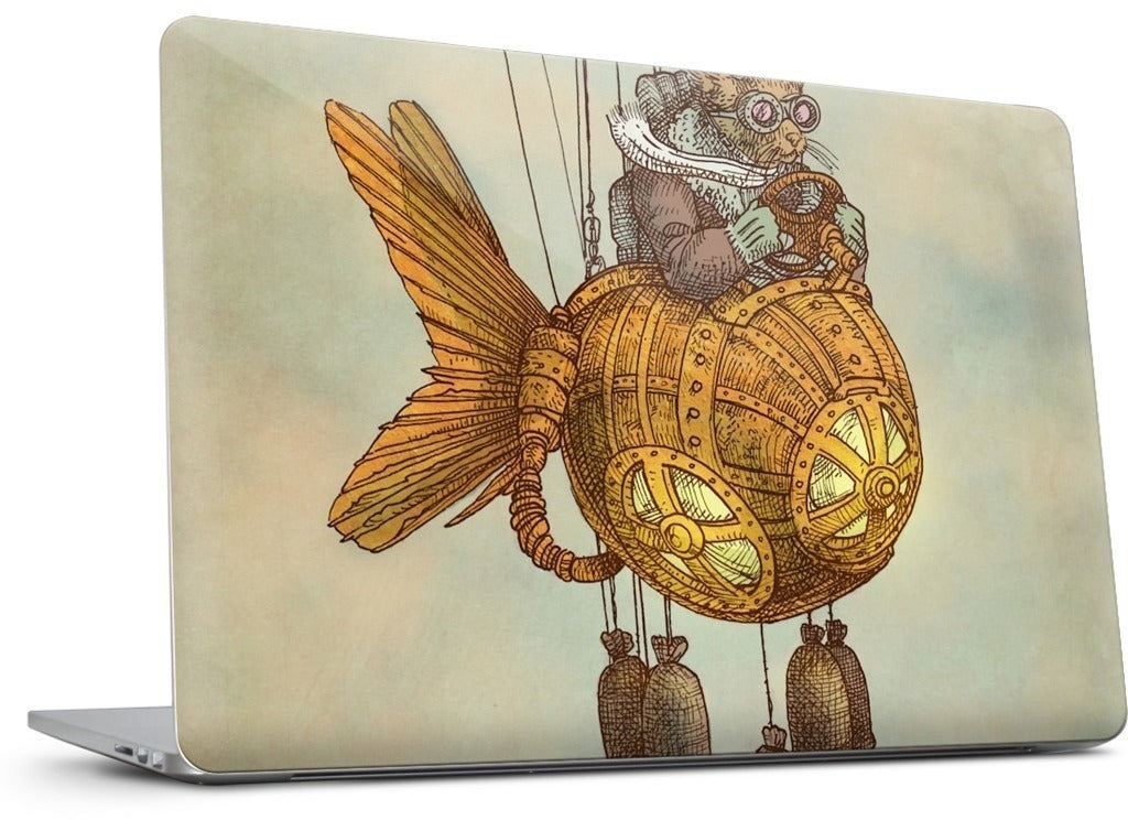 Around The World In A GoldfishFlyer MacBook Skin