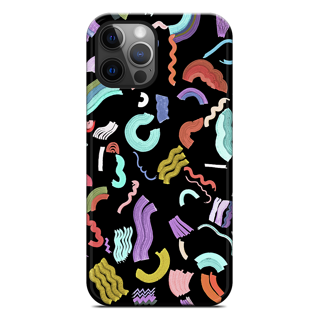 Curly Zigzag Stripes Marker Black iPhone Case