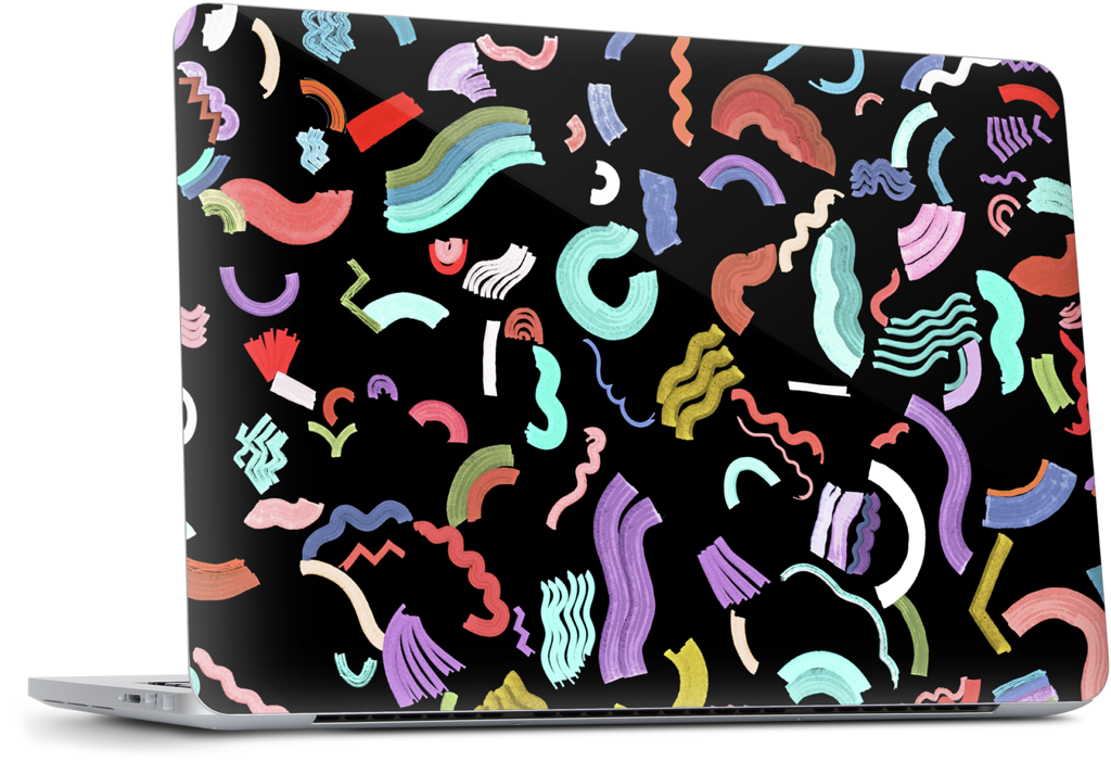 Curly Zigzag Stripes Marker Black MacBook Skin