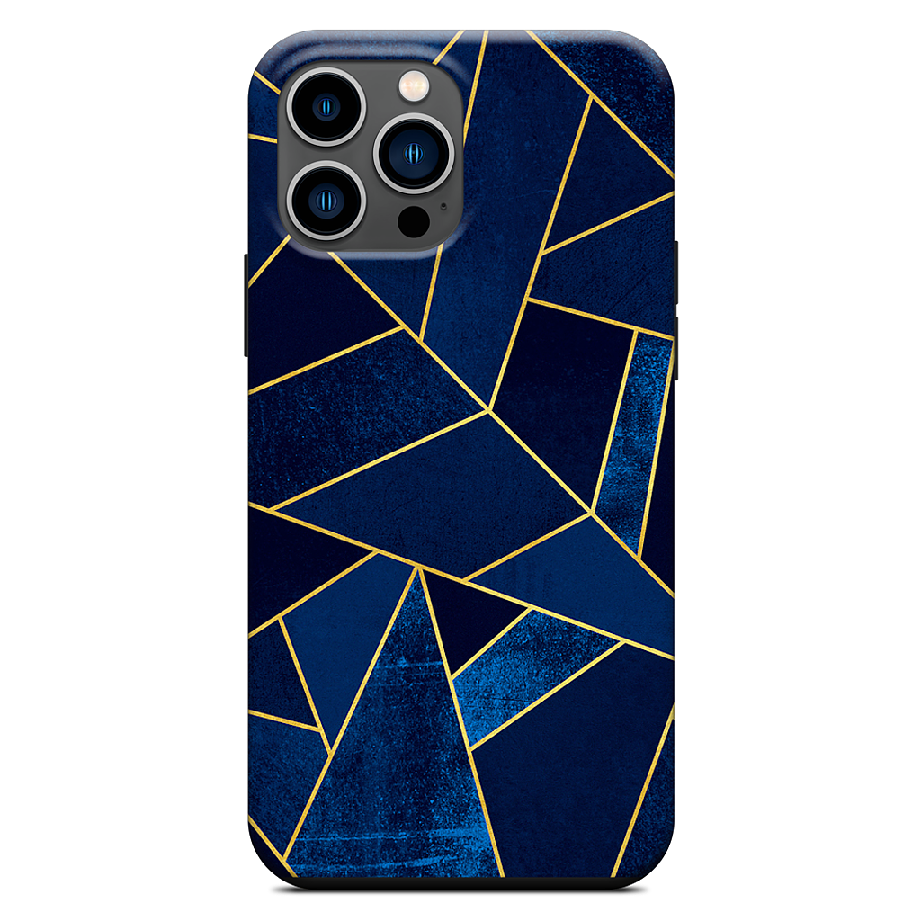 Blue Stone / Gold Lines iPhone Case
