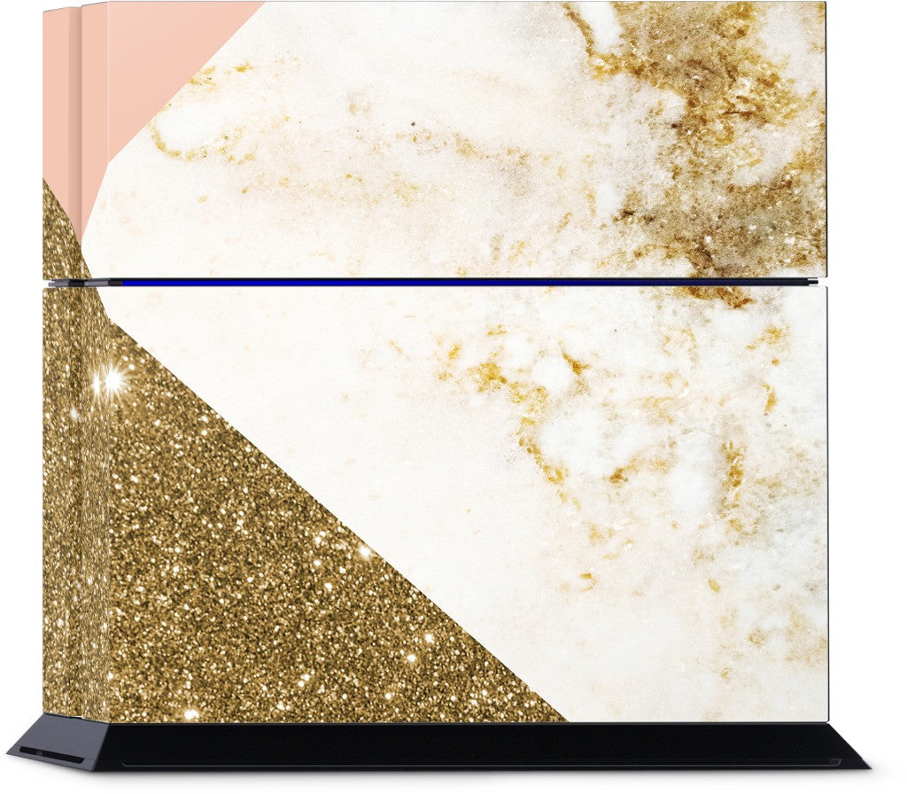 Gold Marble Collage PlayStation Skin