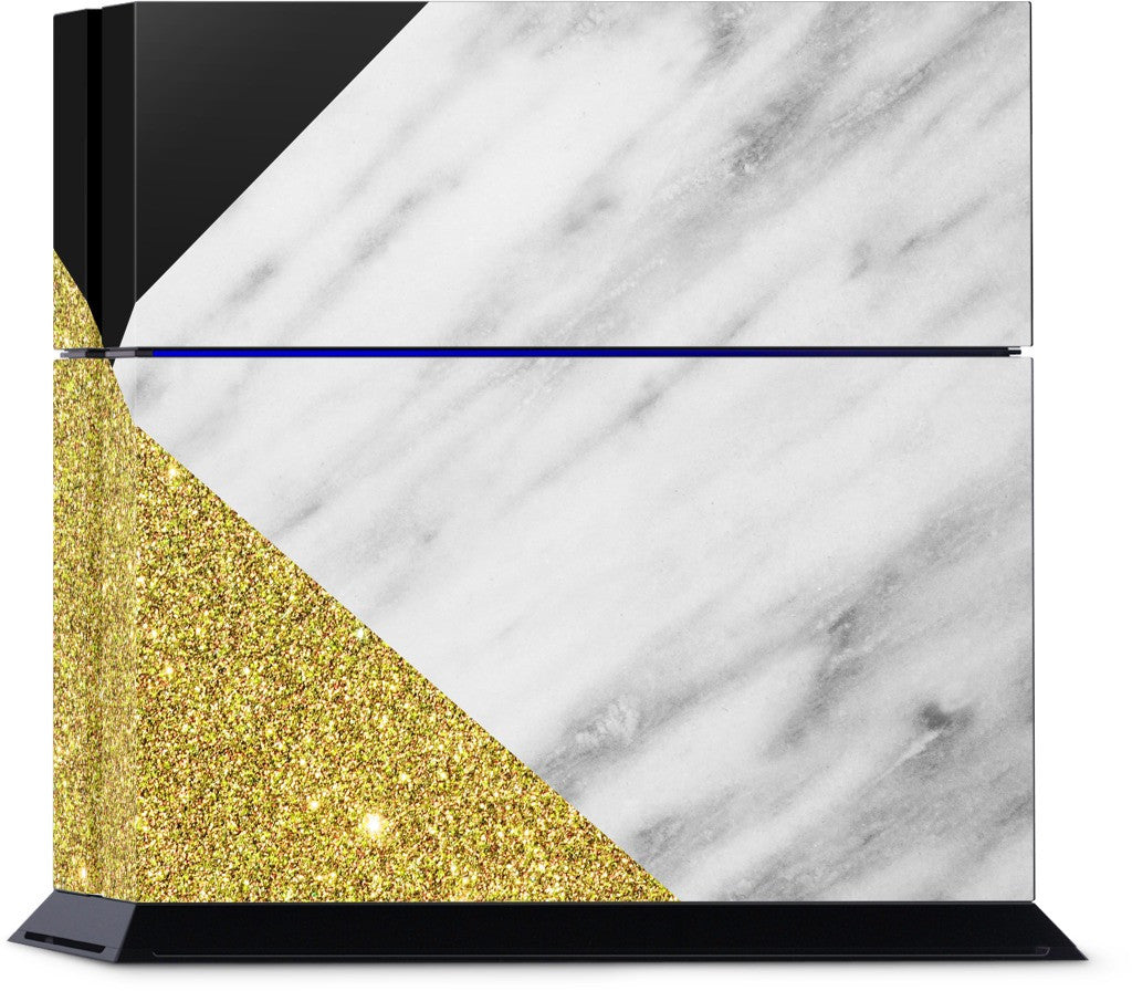 Gold and Real Italian Marble Collage PlayStation Skin