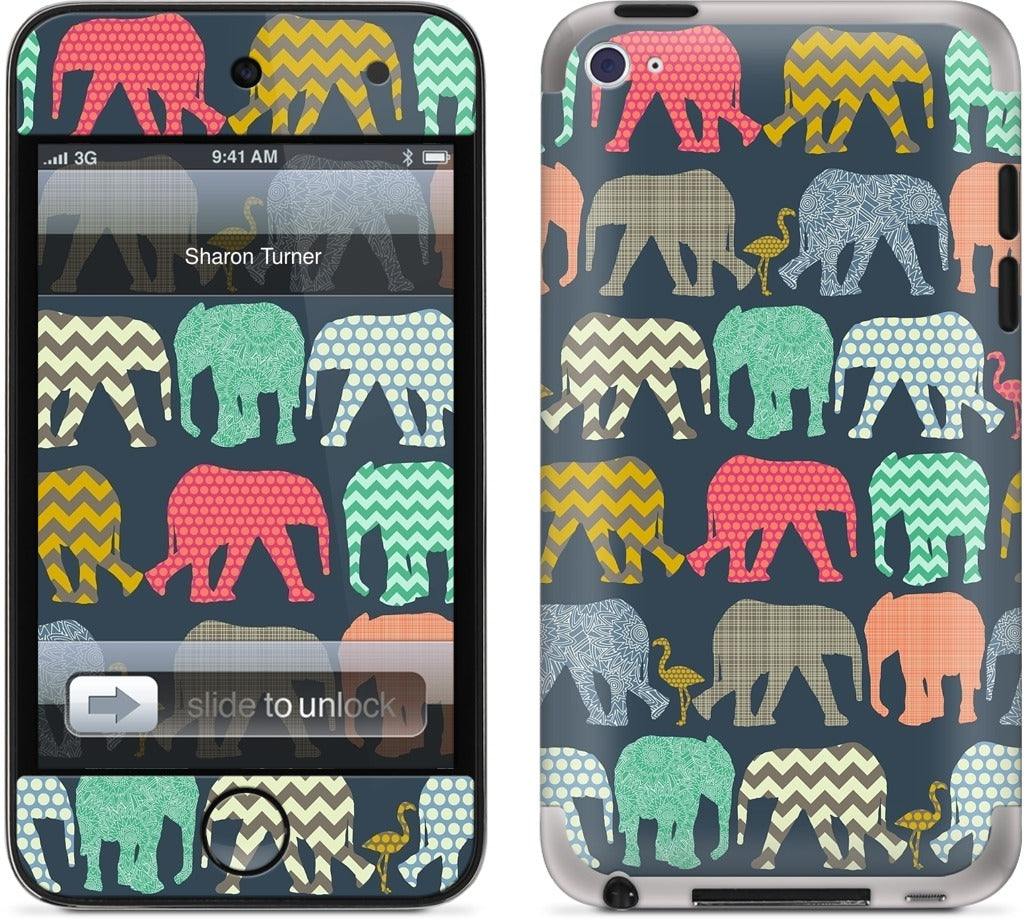 baby elephants and flamingos iPod Skin