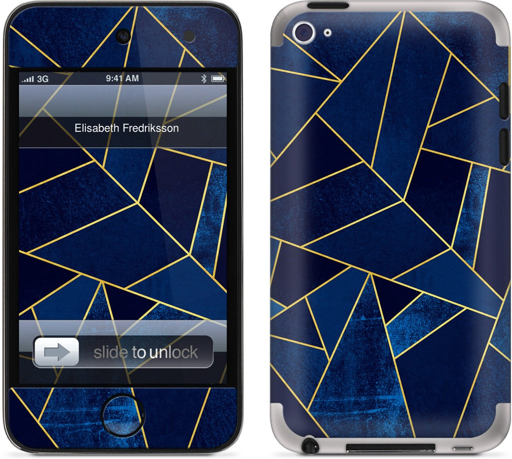 Blue Stone / Gold Lines iPod Skin