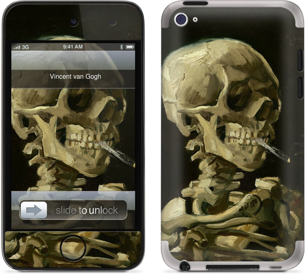 Skull of a Skeleton with Burning Cigarette iPod Skin
