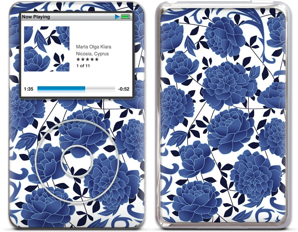 Blue flowers iPod Skin