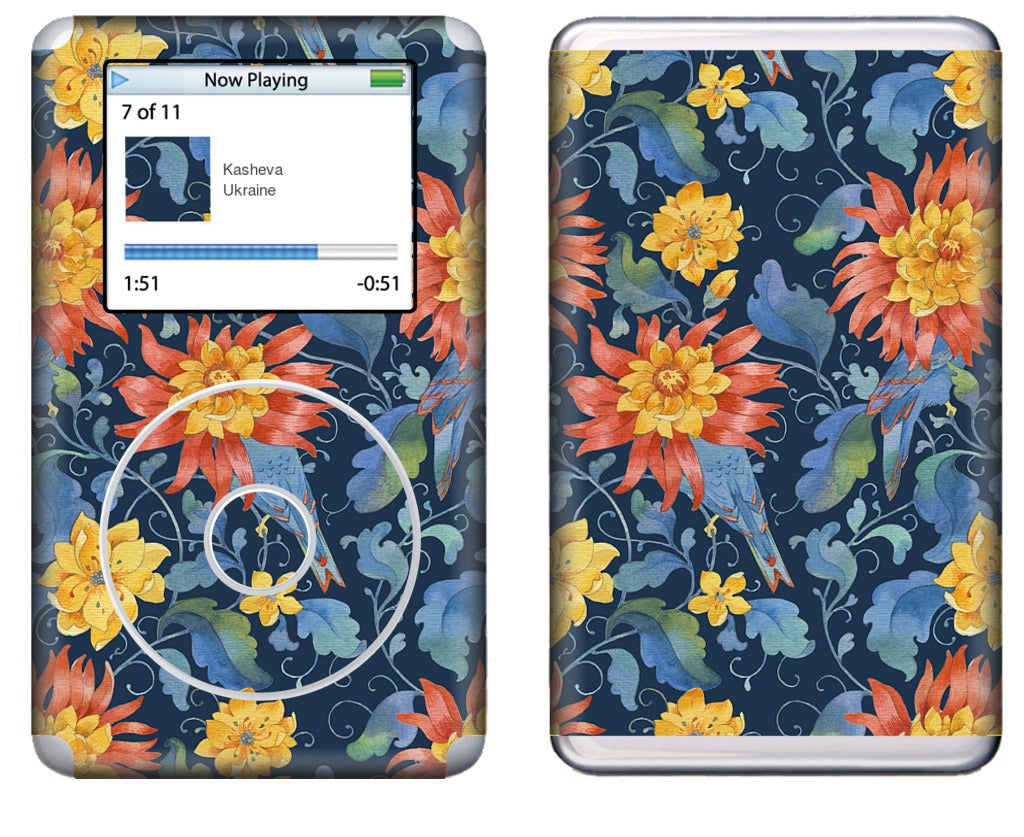Blue Bird Pattern iPod Skin