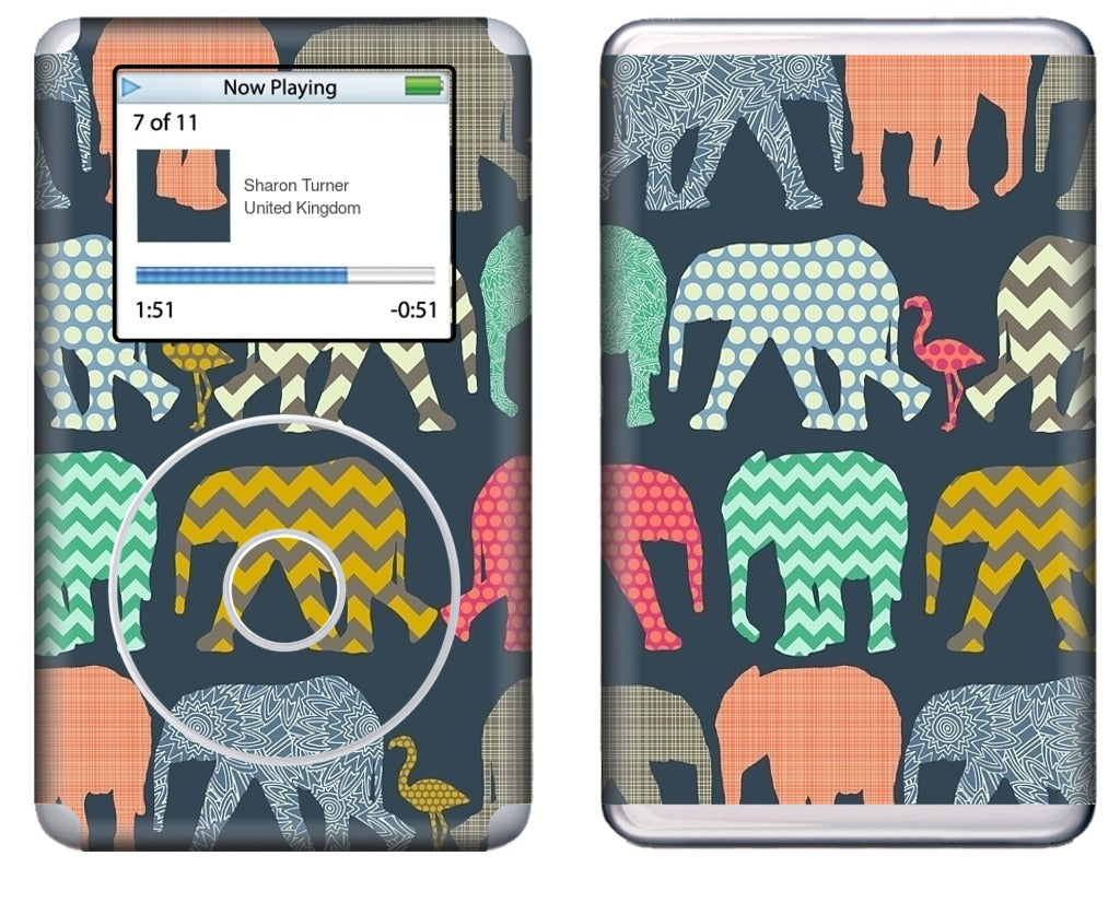 baby elephants and flamingos iPod Skin