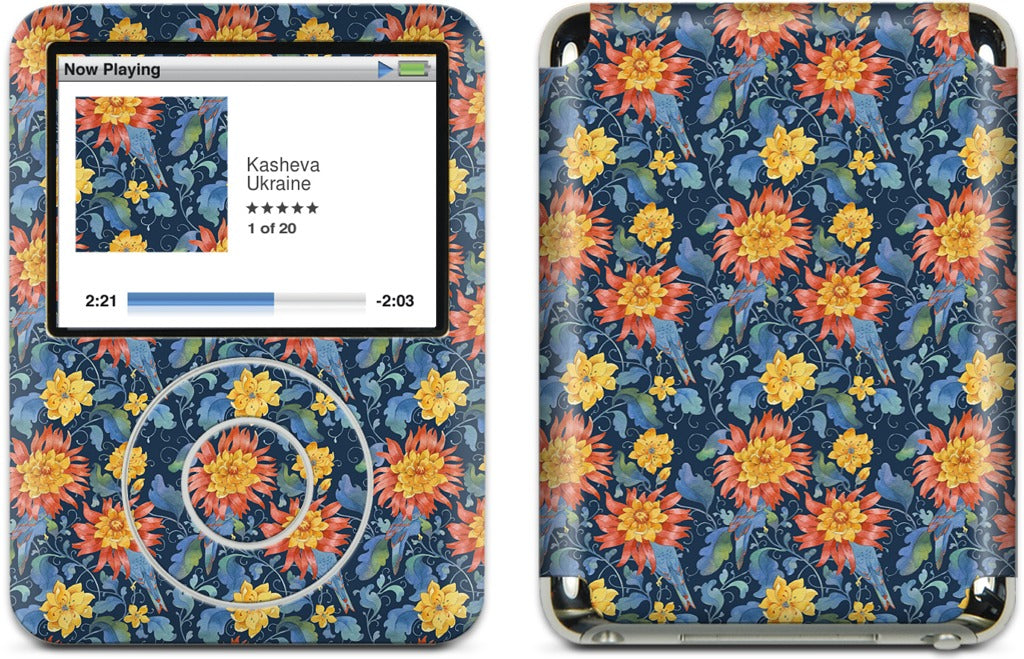 Blue Bird Pattern iPod Skin