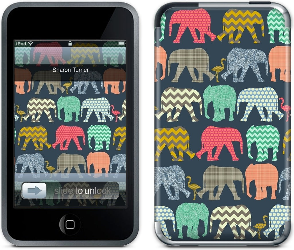 baby elephants and flamingos iPod Skin
