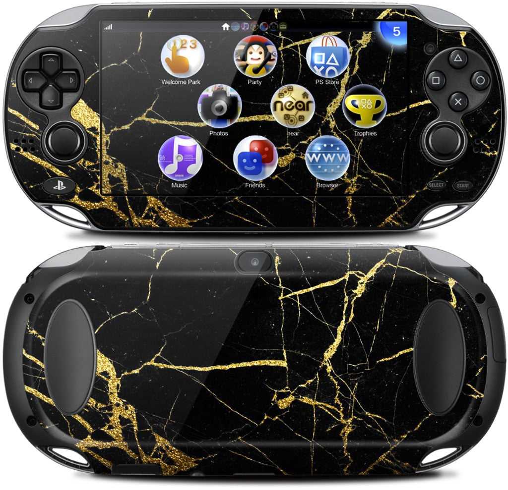 Black and Gold Marble PlayStation Skin
