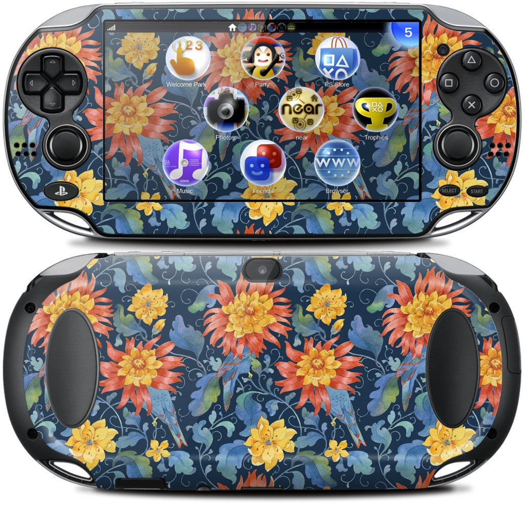 Blue Bird Pattern PlayStation Skin