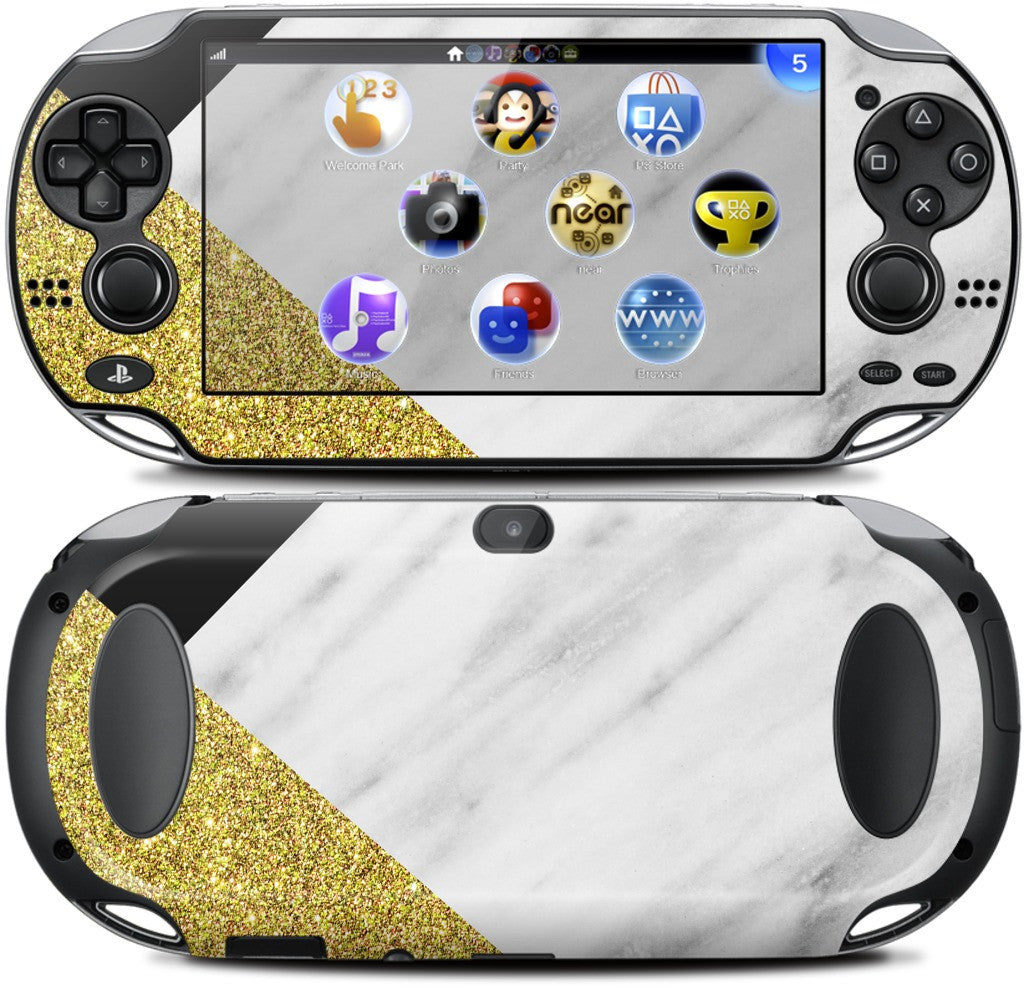 Gold and Real Italian Marble Collage PlayStation Skin