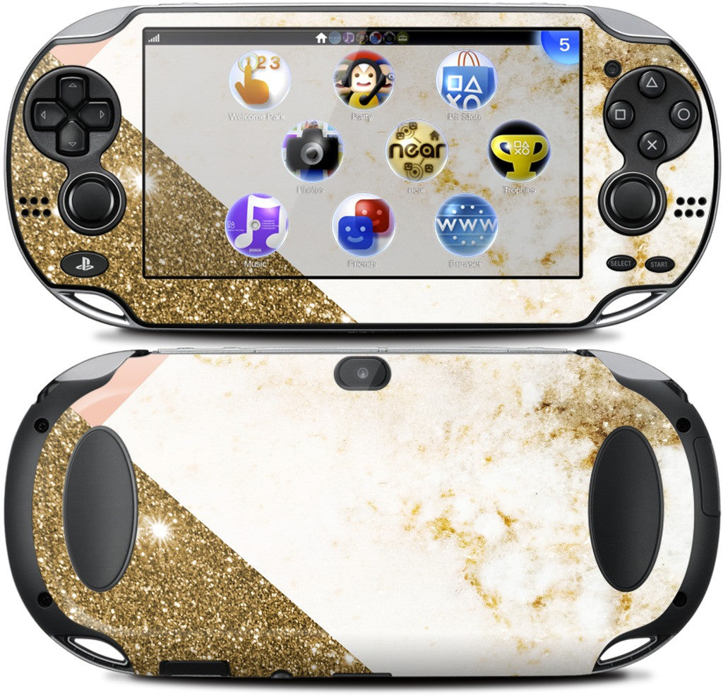 Gold Marble Collage PlayStation Skin