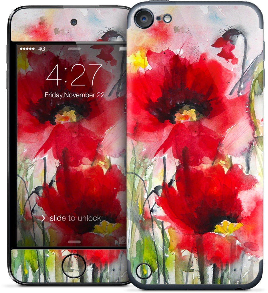 Red Poppies iPod Skin