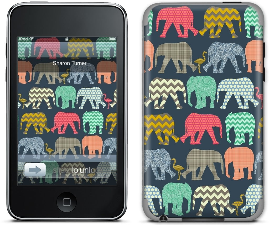 baby elephants and flamingos iPod Skin