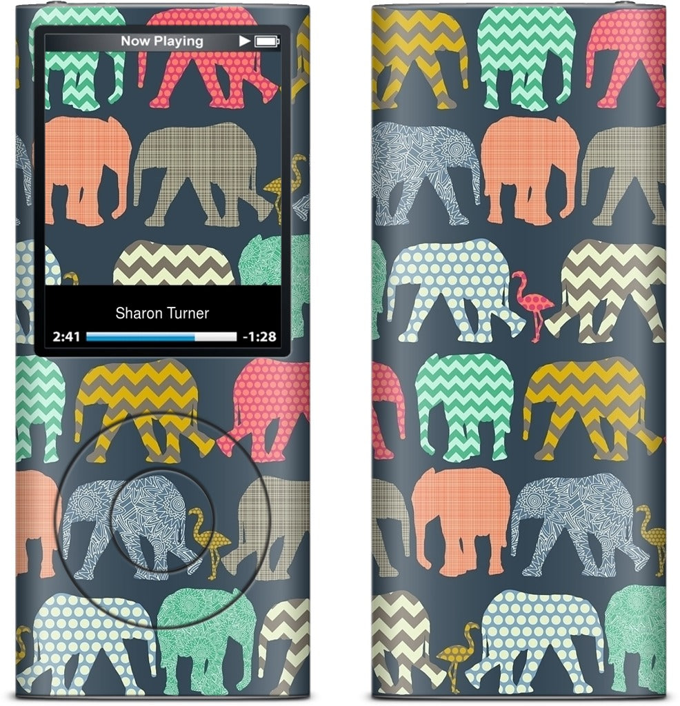 baby elephants and flamingos iPod Skin