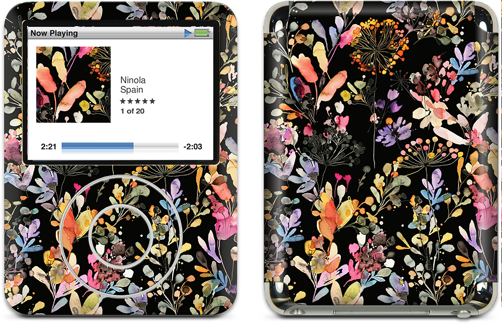 Wild Grasses (Black) iPod Skin