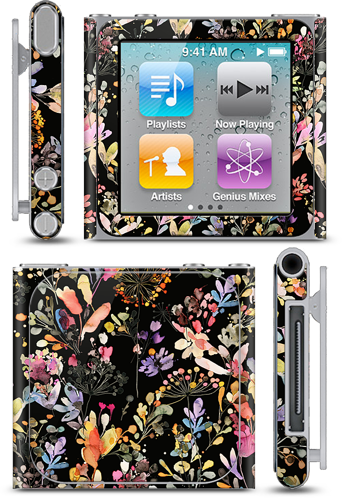 Wild Grasses (Black) iPod Skin