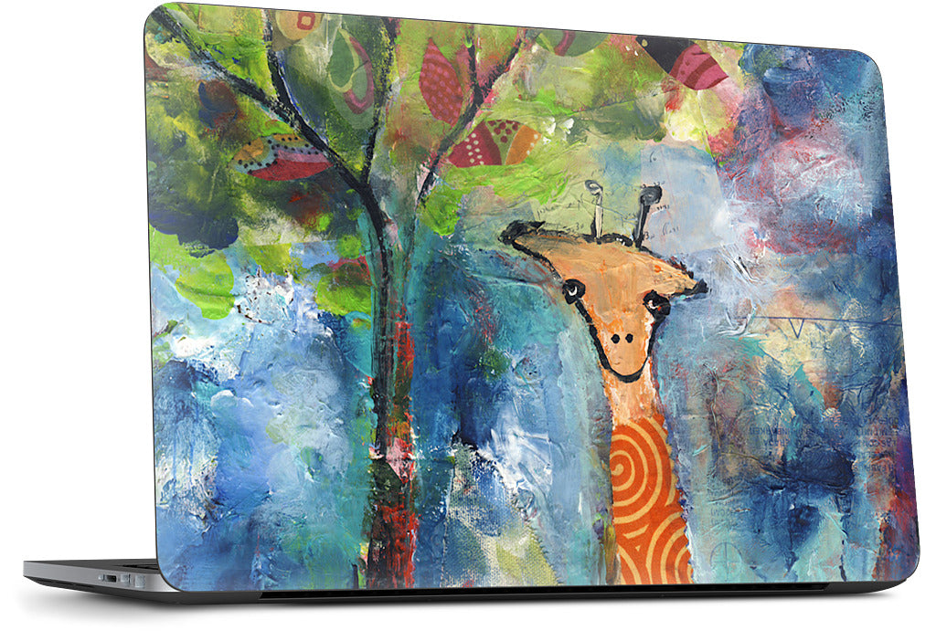 Giraffe By The Tree Dell Laptop Skin