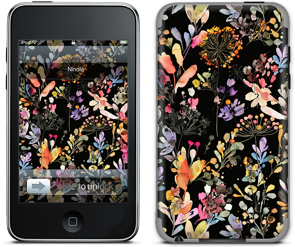 Wild Grasses (Black) iPod Skin