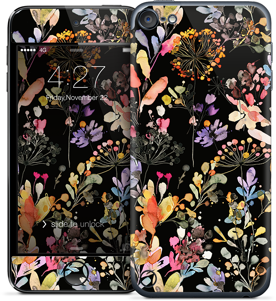 Wild Grasses (Black) iPod Skin