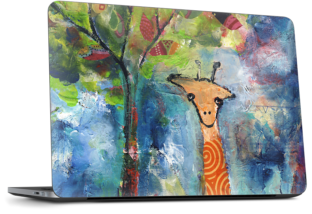 Giraffe By The Tree Dell Laptop Skin