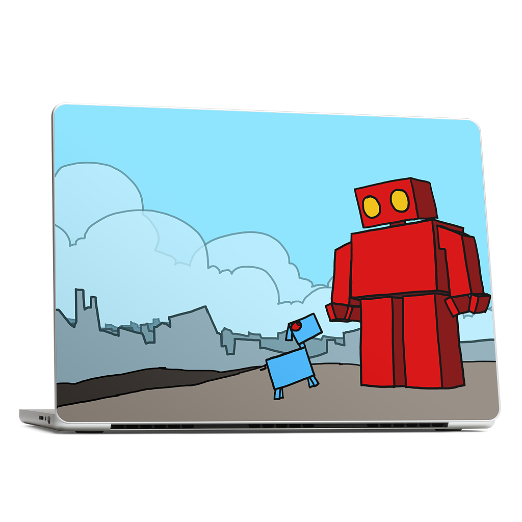 Red Robot Leaving The City MacBook Skin