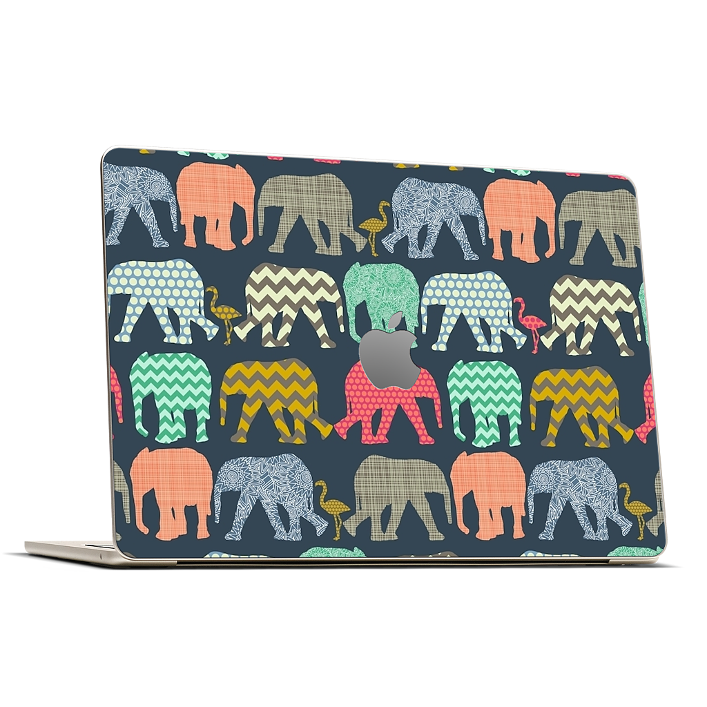 baby elephants and flamingos MacBook Skin