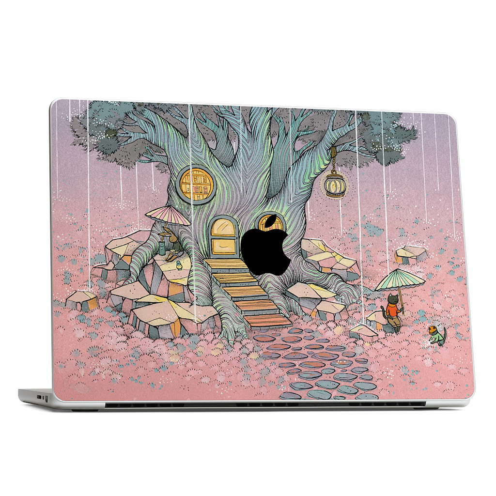 Rainy Day In The Library MacBook Skin