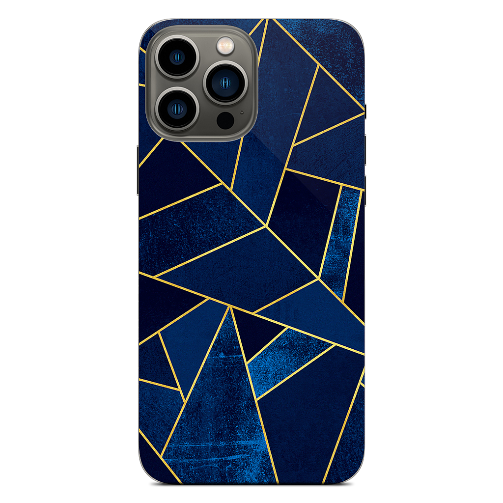 Blue Stone / Gold Lines iPhone Skin