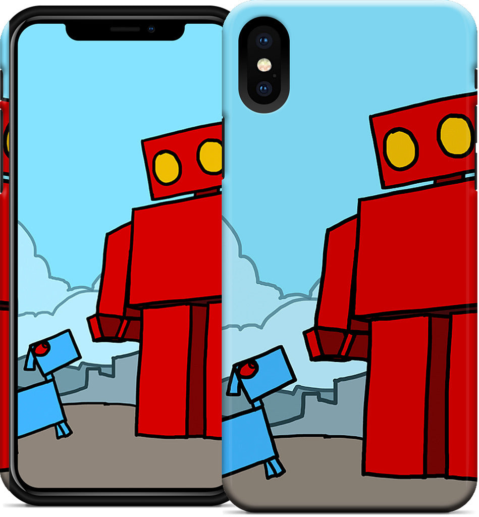 Red Robot Leaving The City iPhone Case