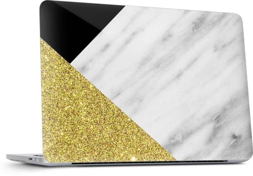 Gold and Real Italian Marble Collage MacBook Skin