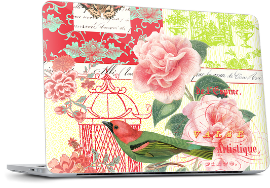Gillian Fullard : Floral Bird Engraving 1857 MacBook Skin