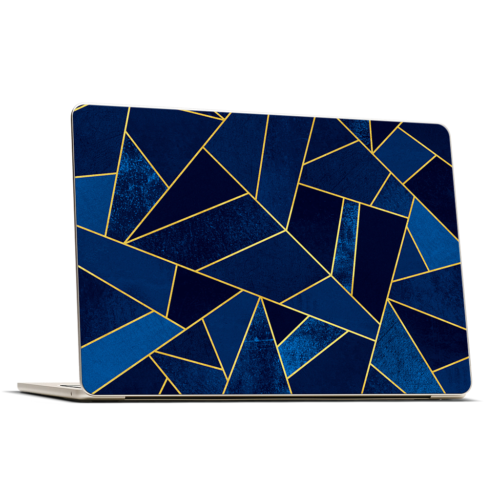 Blue Stone / Gold Lines MacBook Skin
